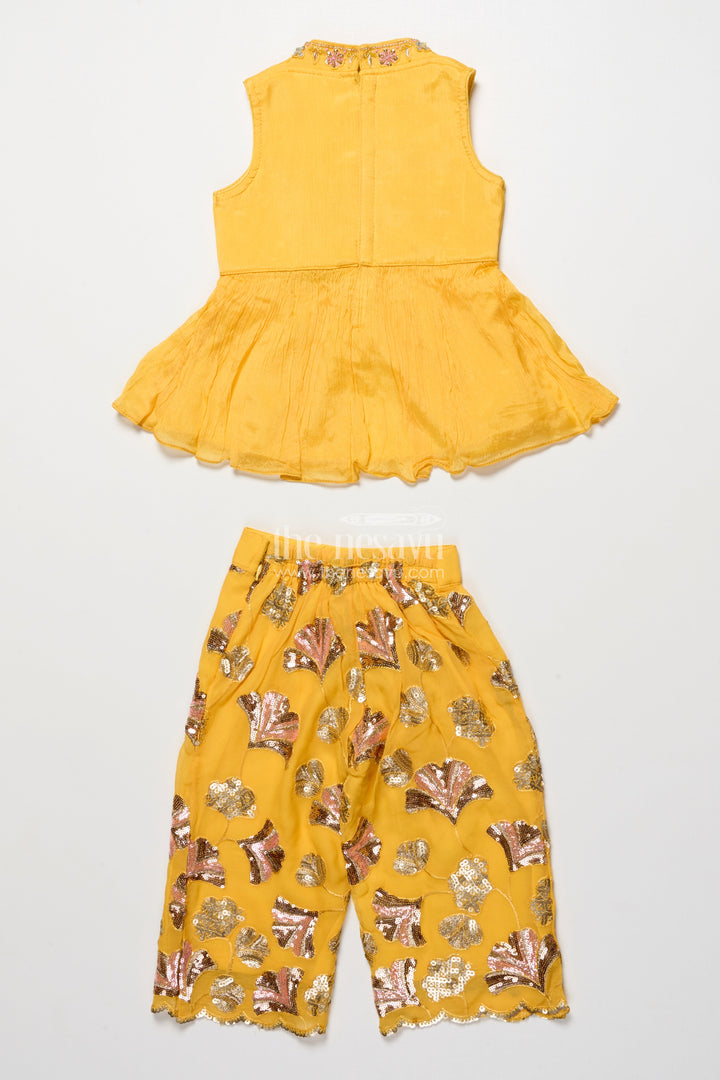 The Nesavu Girls Sharara / Plazo Set Girls Sharara Set with Sequins for Festive and Traditional Wear Nesavu Nesavu festive sharara set girls sequin embroidery ideal Diwali family celebrations