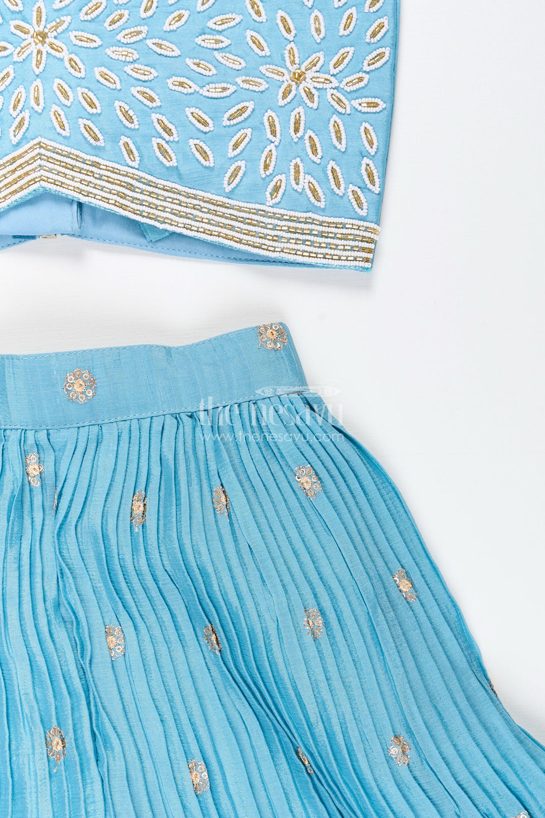 The Nesavu Girls Sharara / Plazo Set Girls sharara set with thread embroidery for weddings and mehendi events Nesavu Nesavu sharara set girls thread embroidery  perfect weddings festive occasions