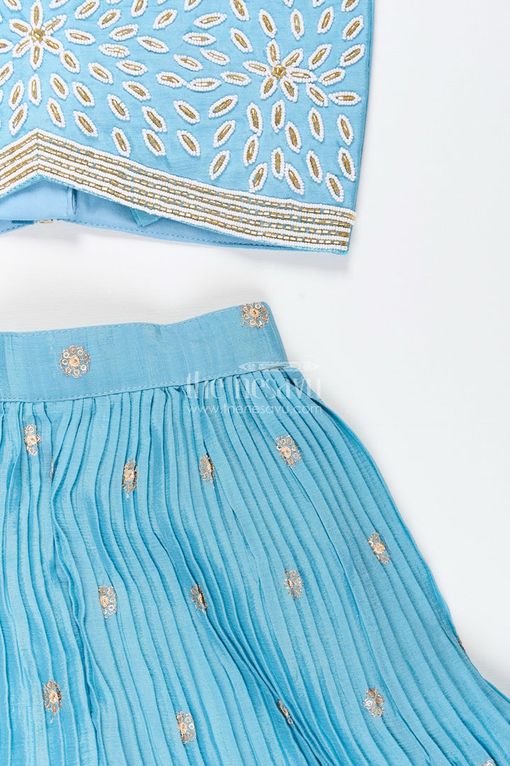 The Nesavu Girls Sharara / Plazo Set Girls sharara set with thread embroidery for weddings and mehendi events Nesavu Nesavu sharara set girls thread embroidery  perfect weddings festive occasions