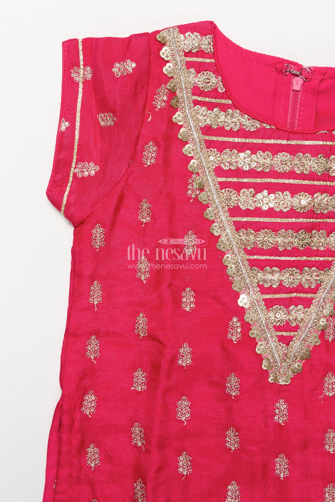 The Nesavu Girls Sharara / Plazo Set Girls Sharara Suit with Ethnic Embroidery for Weddings and Festive Functions Nesavu Nesavu girls sharara suit embroidery perfect ethnic wear weddings poojas festive occasions