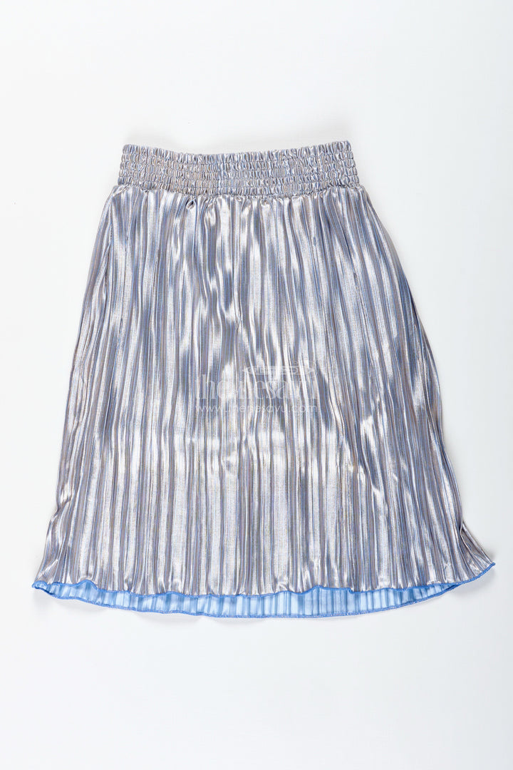 The Nesavu Girls Skirt Girls Shimmer Skirt for Party and Festive Dressing Nesavu Nesavu Girls Silver Shimmer Pleated Skirt Parties Dance Special Occasions