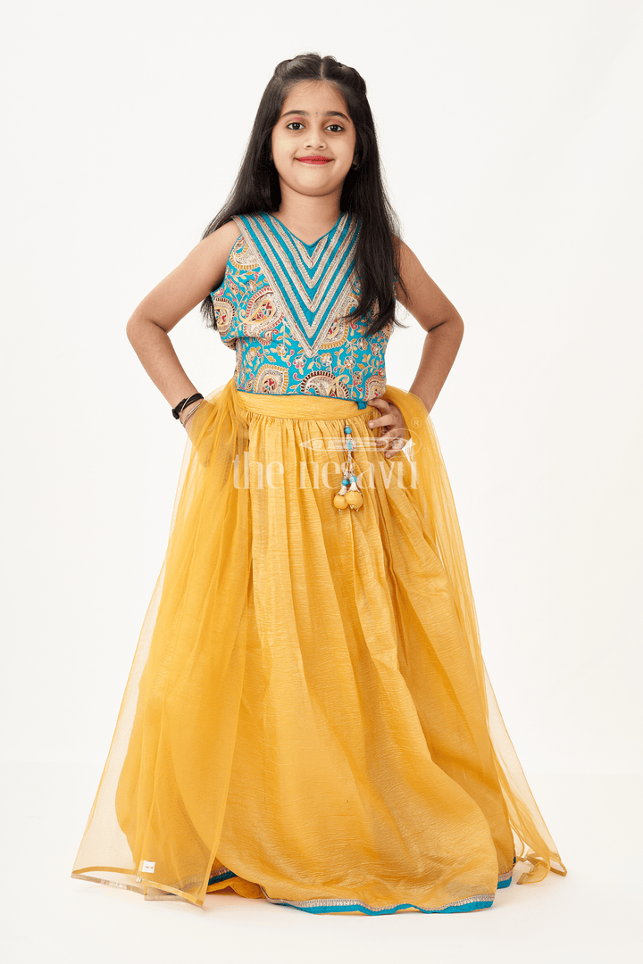 The Nesavu Girls Lehenga Choli Girls Silk Blend Lehenga Dresses with Rich Designer Top and Traditional Tassel Accents Nesavu Traditional Girls Silk Blend Lehenga Dresses with Embroidered Designer Top and Dupatta Set | The Nesavu