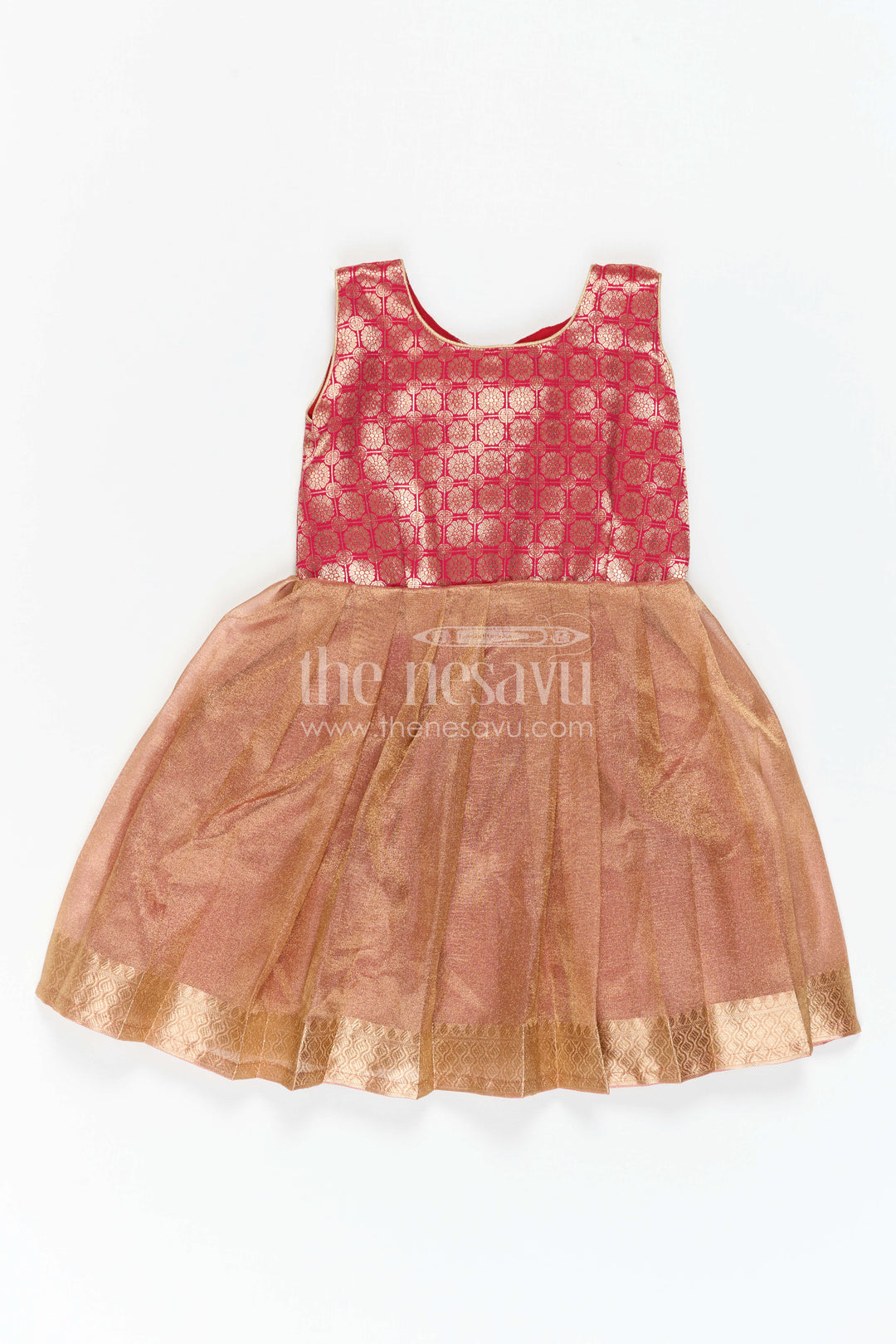 The Nesavu Silk Frock Girls Silk Frock for Birthday Parties and Festive Photoshoots Nesavu Nesavu Girls Semi Banaras Silk Frock With Elegant Bodice For Birthdays And Celebrations