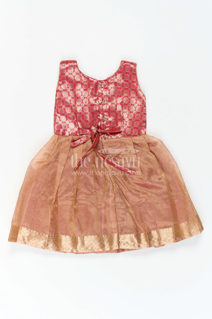 The Nesavu Silk Frock Girls Silk Frock for Birthday Parties and Festive Photoshoots Nesavu Nesavu Girls Semi Banaras Silk Frock With Elegant Bodice For Birthdays And Celebrations