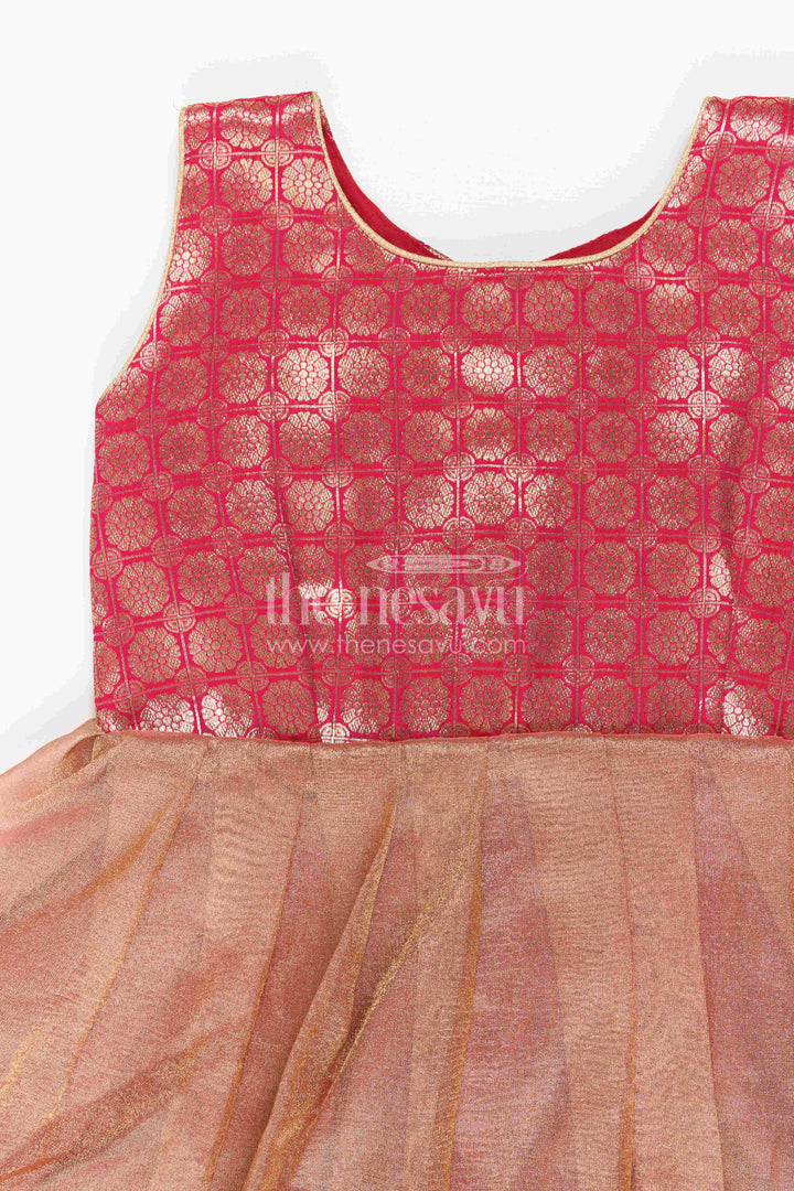 The Nesavu Silk Frock Girls Silk Frock for Birthday Parties and Festive Photoshoots Nesavu Nesavu Girls Semi Banaras Silk Frock With Elegant Bodice For Birthdays And Celebrations