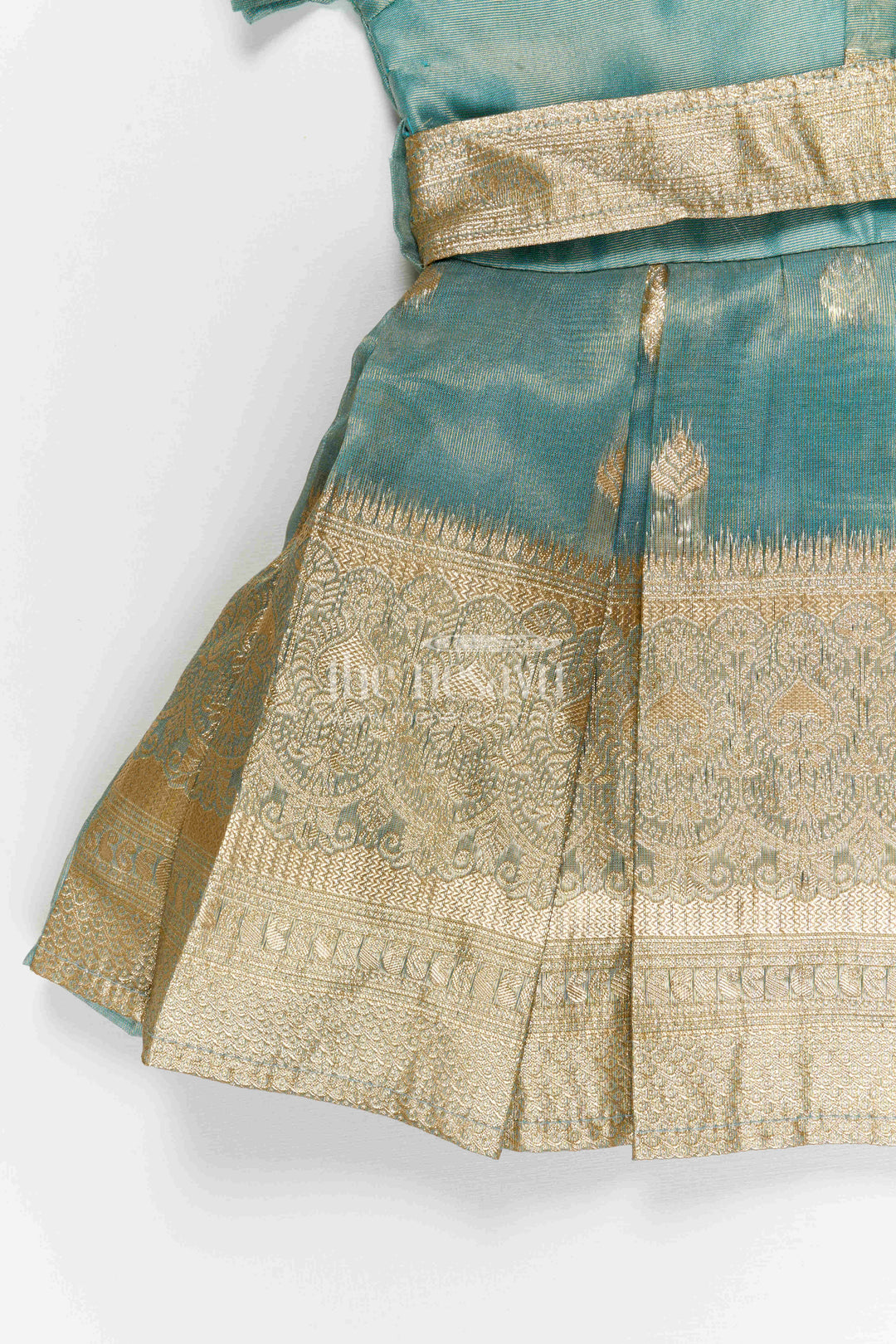 The Nesavu Silk Frock Girls Silk Frock for Festive Celebrations and Weddings Nesavu Nesavu girls blend silk frock with tissue skirt for weddings and festivals