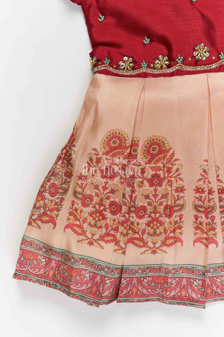 The Nesavu Silk Frock Girls Silk Frock for Festive Occasions and Family Gatherings Nesavu Nesavu girls blend silk frock with digital printed skirt for festive wear