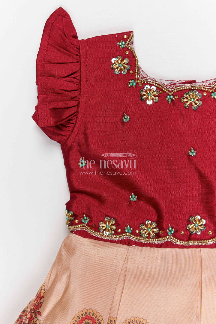 The Nesavu Silk Frock Girls Silk Frock for Festive Occasions and Family Gatherings Nesavu Nesavu girls blend silk frock with digital printed skirt for festive wear