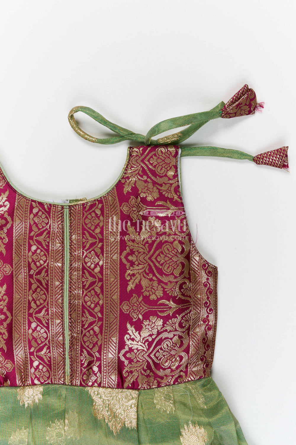 The Nesavu Silk Frock Girls Silk Frock for Festive Weddings and Celebrations Nesavu Nesavu girls blend silk frock with tissue bottom for festive weddings