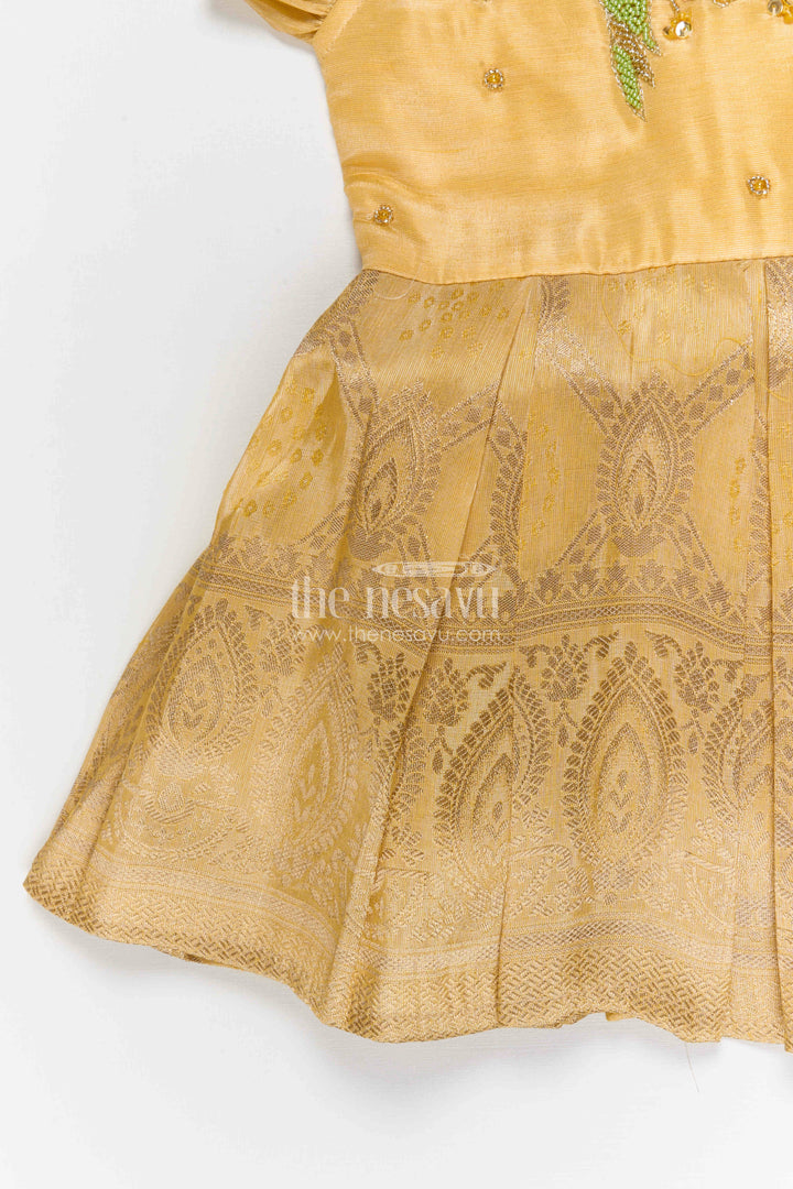 The Nesavu Silk Frock Girls Silk Frock for Festive Weddings and Special Occasions Nesavu Nesavu girls blend silk frock with tissue skirt for weddings and festive occasions