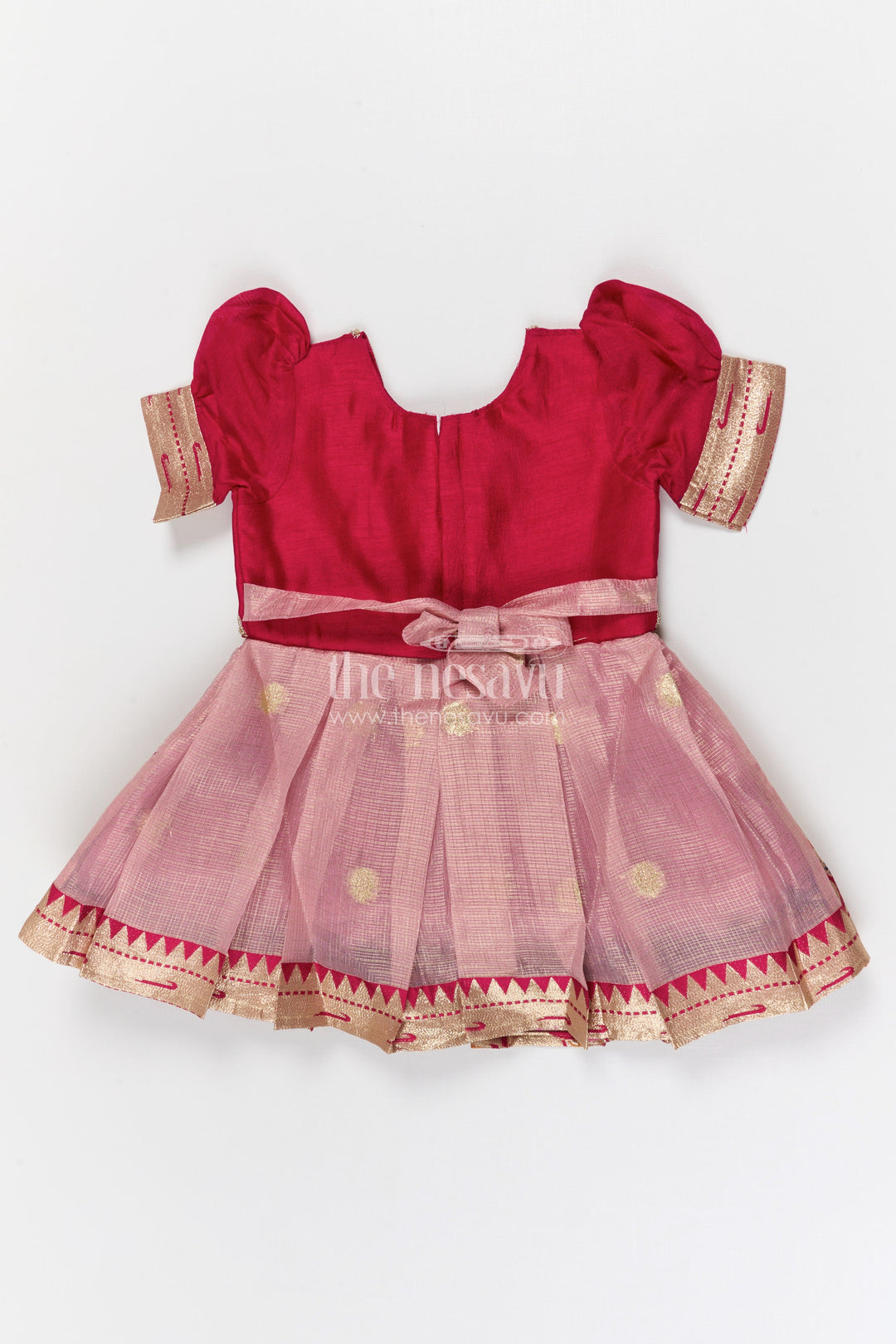 The Nesavu Silk Frock Girls Silk Frock for Festive Weddings and Traditional Functions Nesavu Nesavu girls blend silk frock with tissue skirt for weddings and festive occasions