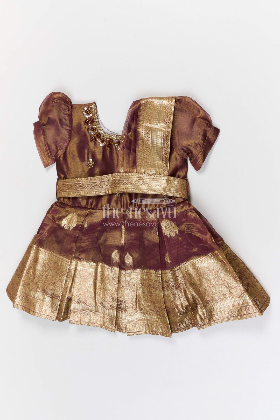 The Nesavu Silk Frock Girls Silk Frock for Traditional Functions and Family Celebrations Nesavu 16 (1Y) / Purple / Silk Blend SF1088C-16 Nesavu girls blend silk frock with tissue border for festive occasions