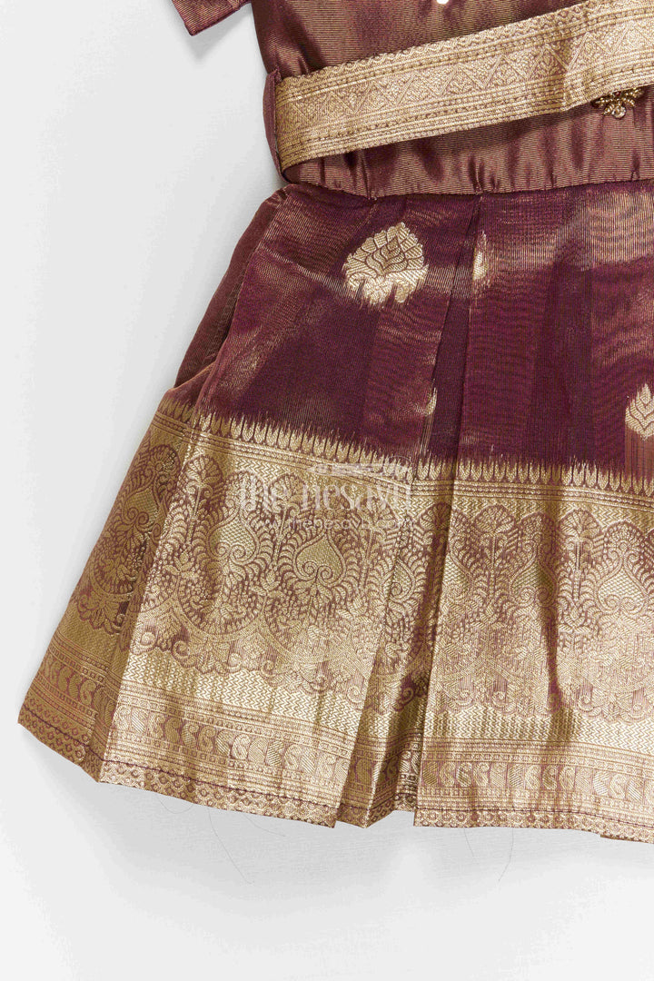 The Nesavu Silk Frock Girls Silk Frock for Traditional Functions and Family Celebrations Nesavu Nesavu girls blend silk frock with tissue border for festive occasions