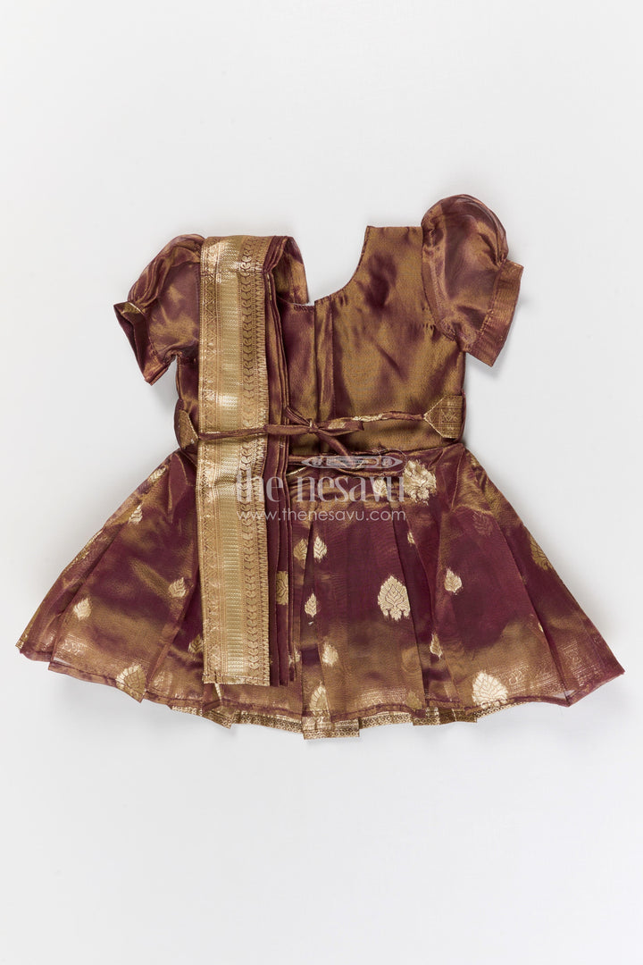 The Nesavu Silk Frock Girls Silk Frock for Traditional Functions and Family Celebrations Nesavu Nesavu girls blend silk frock with tissue border for festive occasions