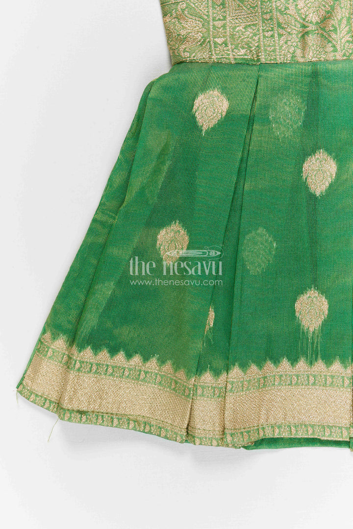 The Nesavu Silk Frock Girls Silk Frock for Traditional Functions and Festive Wear Nesavu Nesavu girls blend silk frock with tissue skirt for festive occasions