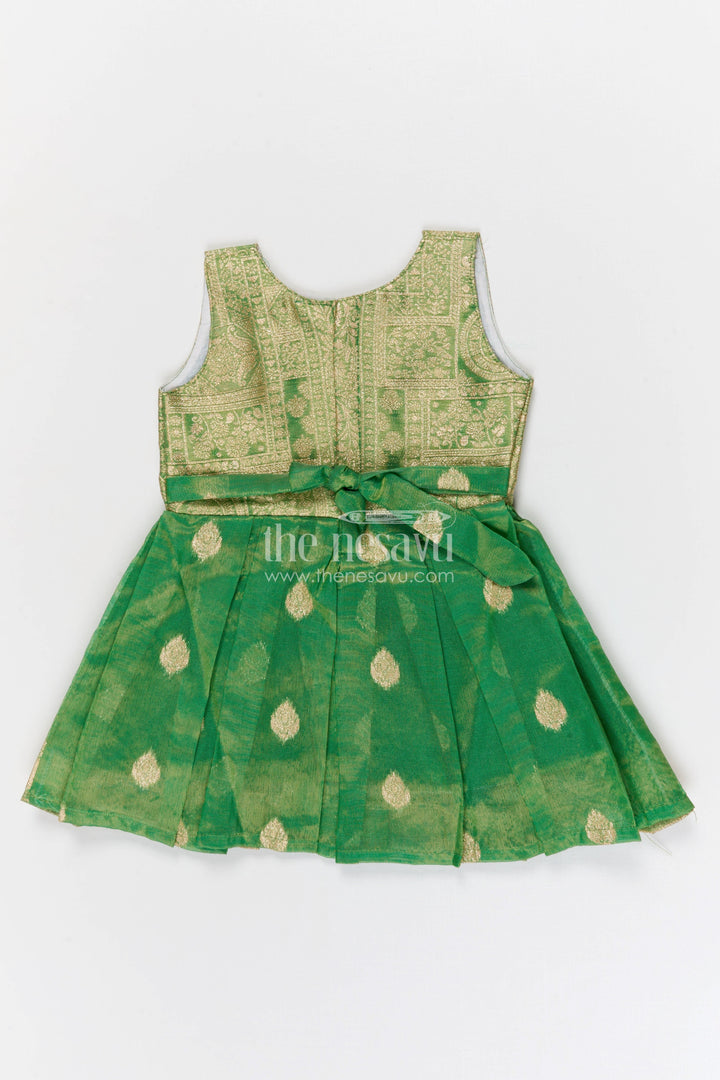 The Nesavu Silk Frock Girls Silk Frock for Traditional Functions and Festive Wear Nesavu Nesavu girls blend silk frock with tissue skirt for festive occasions