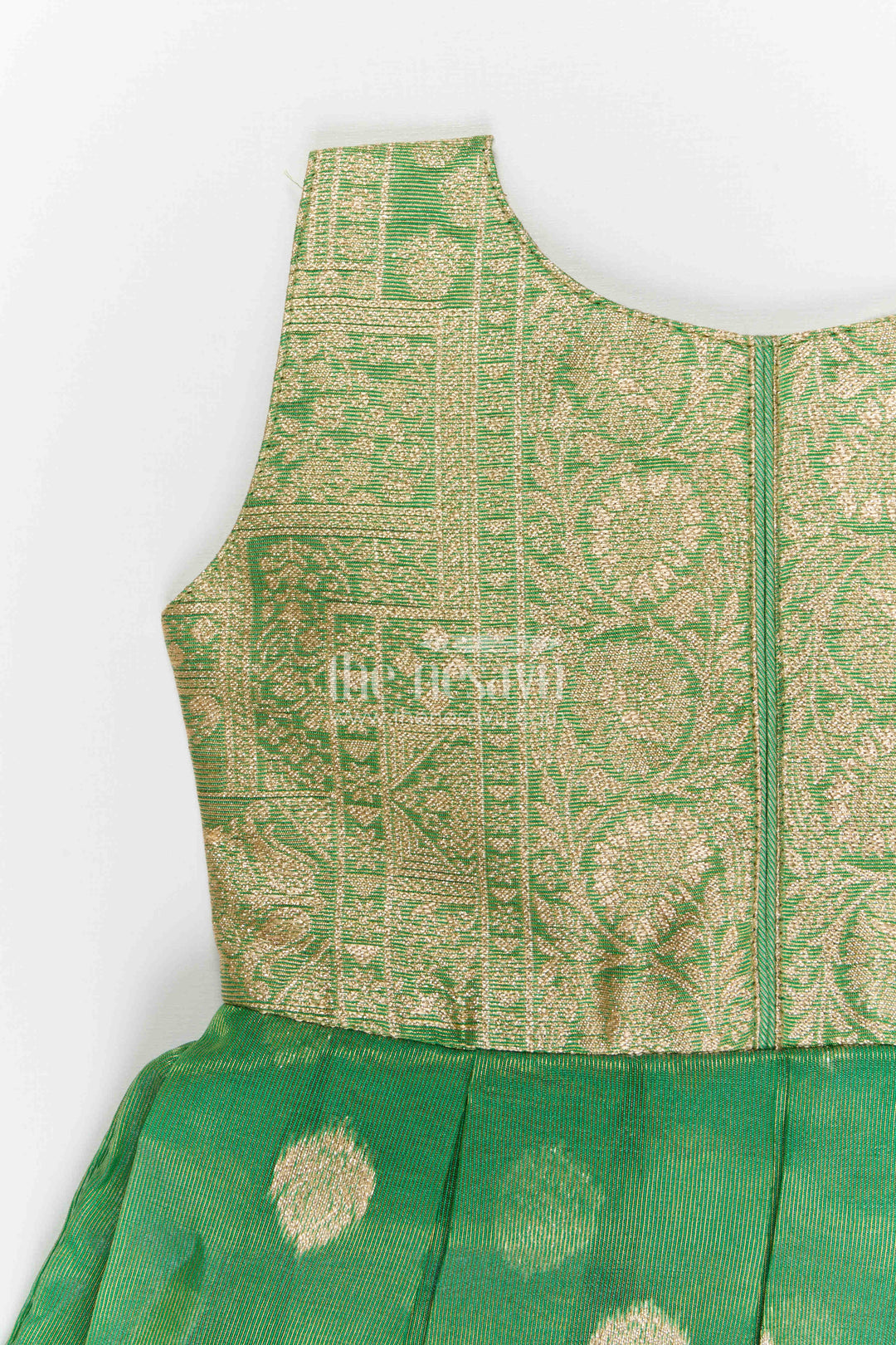 The Nesavu Silk Frock Girls Silk Frock for Traditional Functions and Festive Wear Nesavu Nesavu girls blend silk frock with tissue skirt for festive occasions