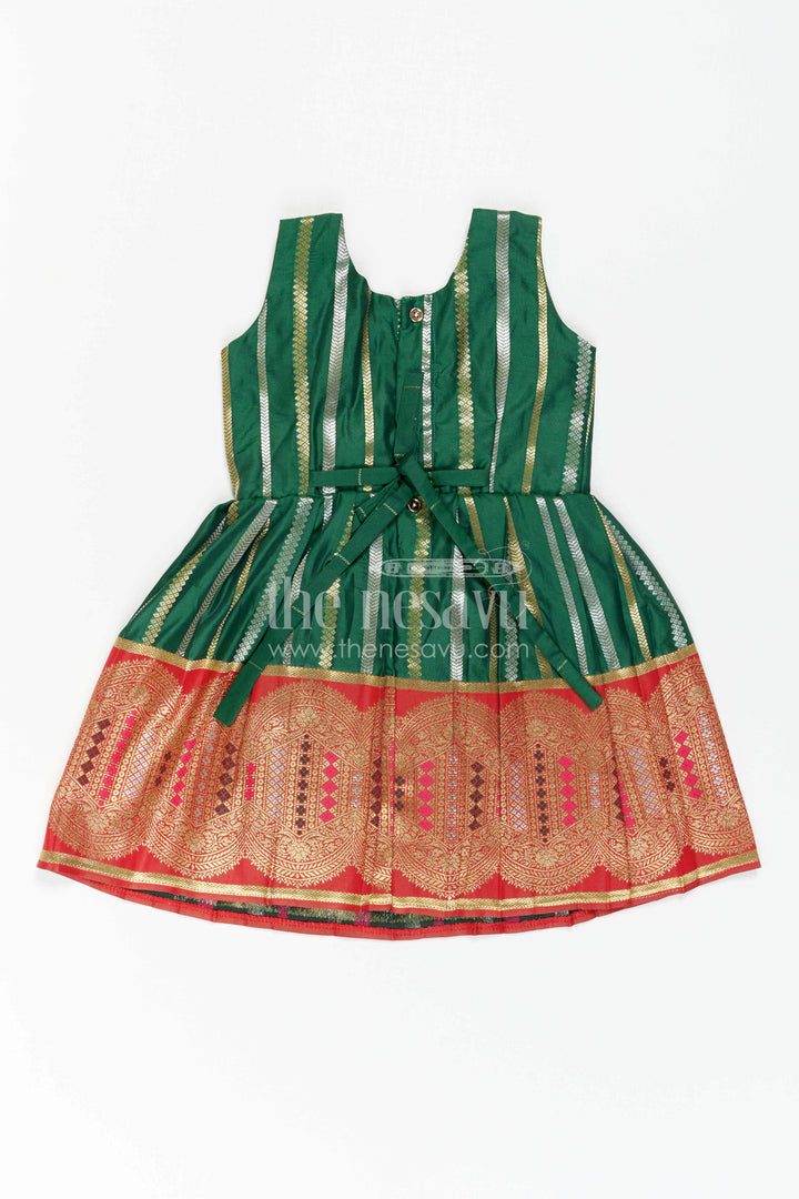 The Nesavu Girls Kanchi Silk Frock Girls Silk Frock for Wedding Receptions and Festive Occasions Nesavu Nesavu Girls Semi Kanchivaram Silk Frock With Grand Border For Weddings And Festive Celebrations