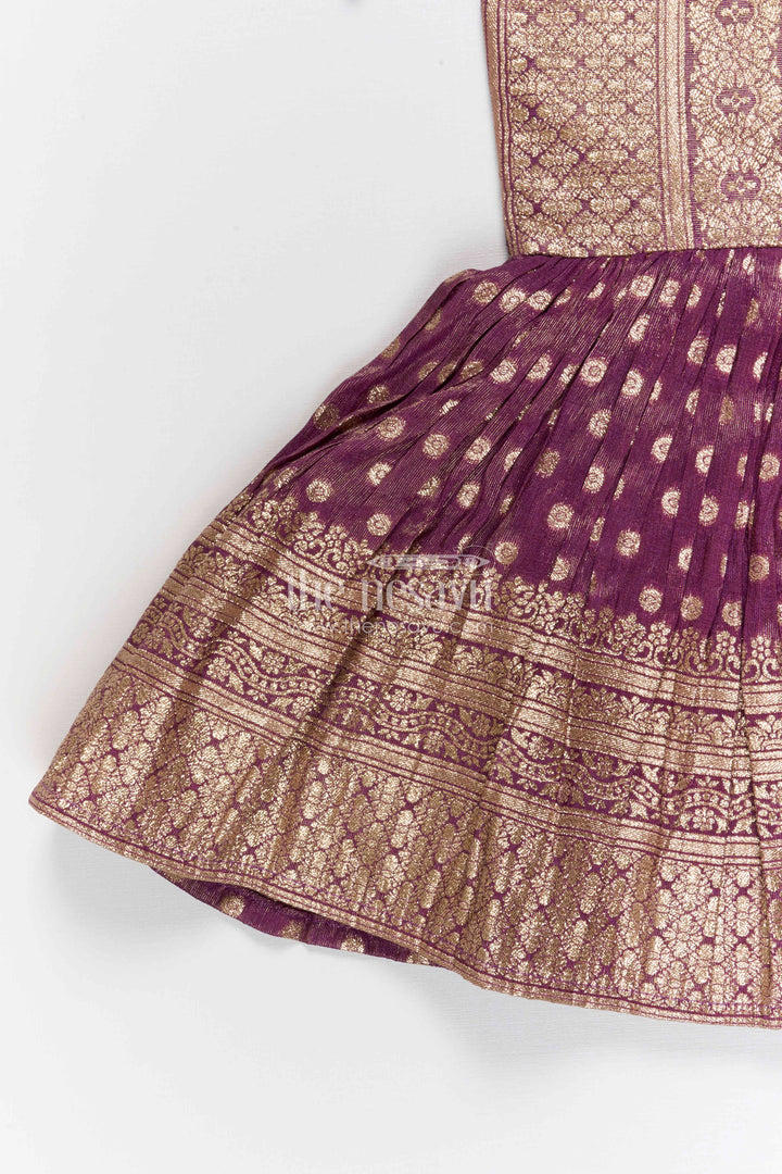 The Nesavu Silk Frock Girls Silk Frock for Weddings and Festive Occasions Nesavu Nesavu girls blend silk frock with tissue skirt for weddings and festive wear