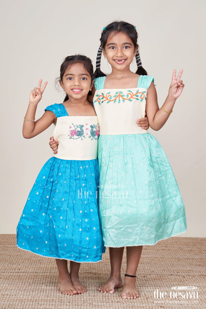 The Nesavu Silk Frock Girls Silk Frock with Tissue Bottom for Traditional Events and Functions Nesavu Nesavu girls silk frock tissue flare traditional functions festive photoshoots