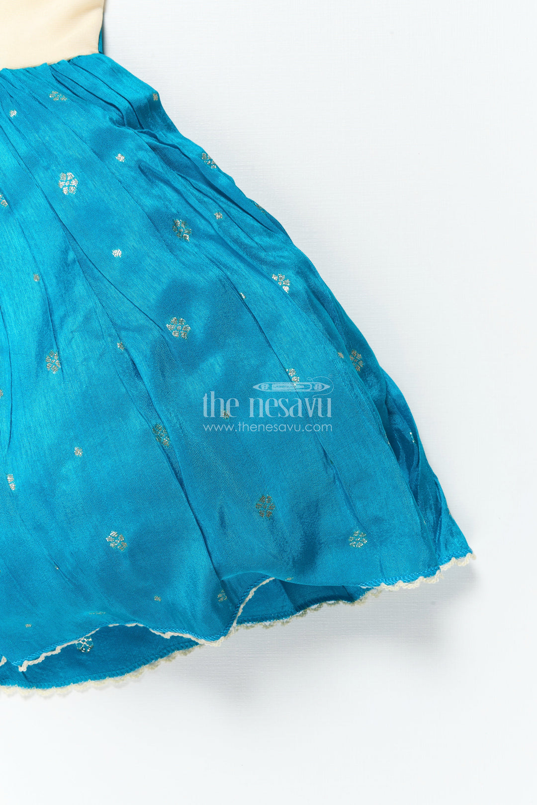 The Nesavu Silk Frock Girls Silk Frock with Tissue Bottom for Traditional Events and Functions Nesavu Nesavu girls silk frock tissue flare traditional functions festive photoshoots