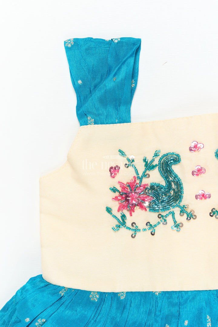 The Nesavu Silk Frock Girls Silk Frock with Tissue Bottom for Traditional Events and Functions Nesavu Nesavu girls silk frock tissue flare traditional functions festive photoshoots