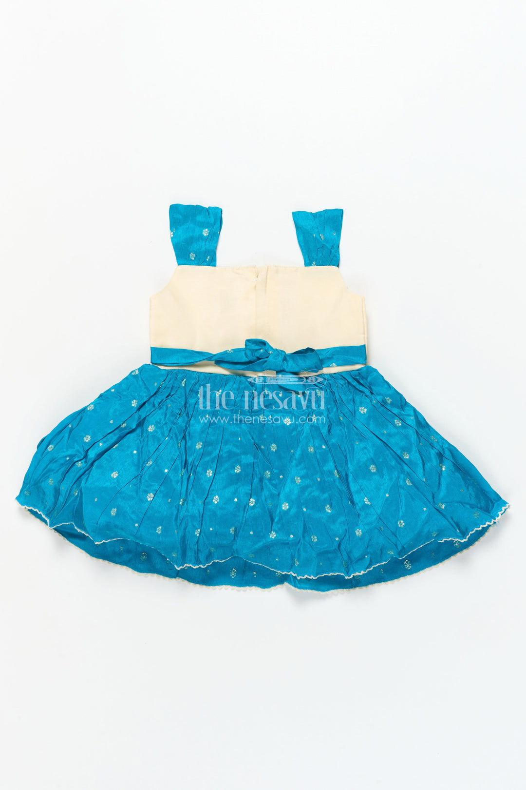 The Nesavu Silk Frock Girls Silk Frock with Tissue Bottom for Traditional Events and Functions Nesavu Nesavu girls silk frock tissue flare traditional functions festive photoshoots