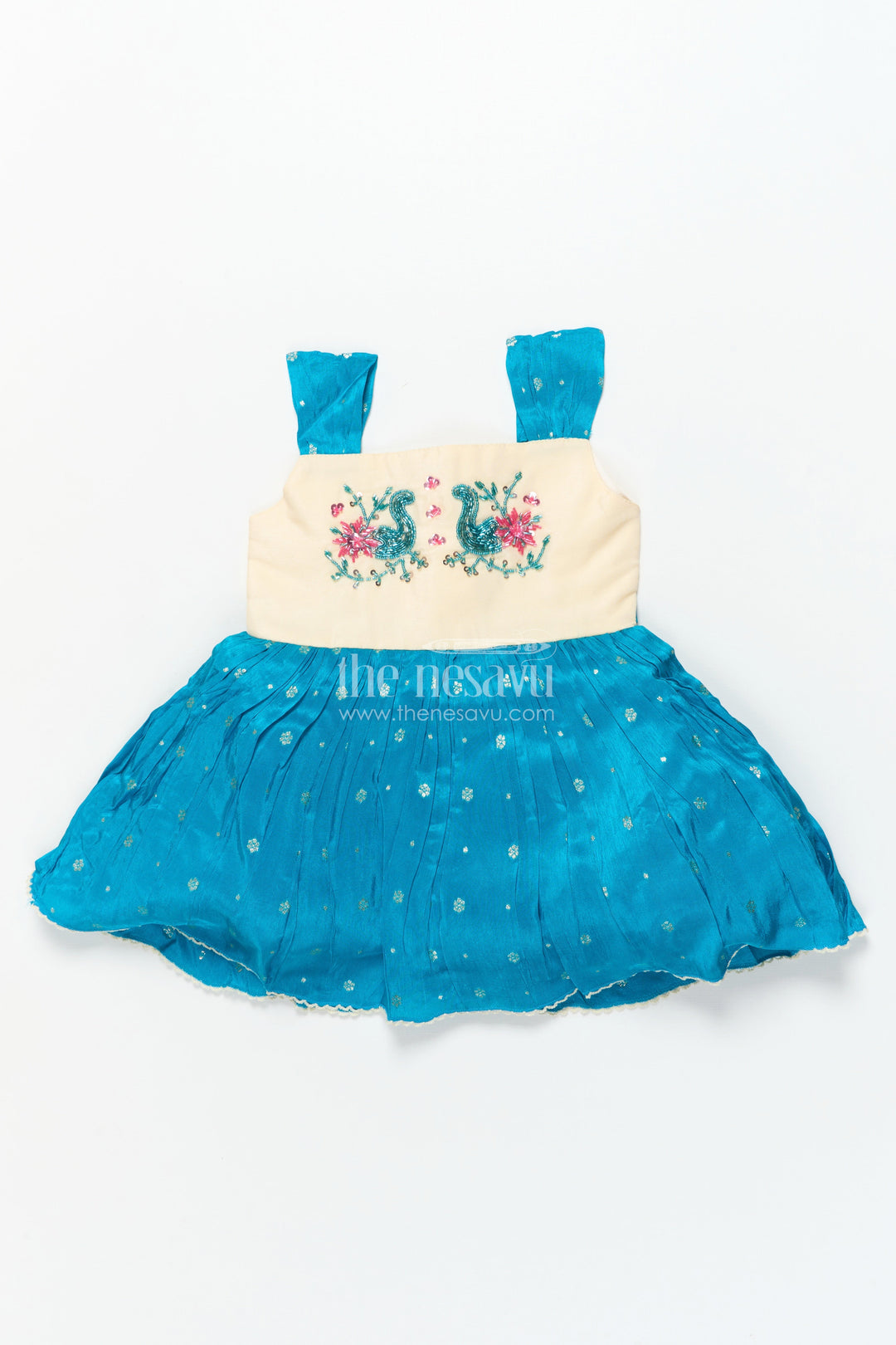 The Nesavu Silk Frock Girls Silk Frock with Tissue Bottom for Traditional Events and Functions Nesavu Nesavu girls silk frock tissue flare traditional functions festive photoshoots