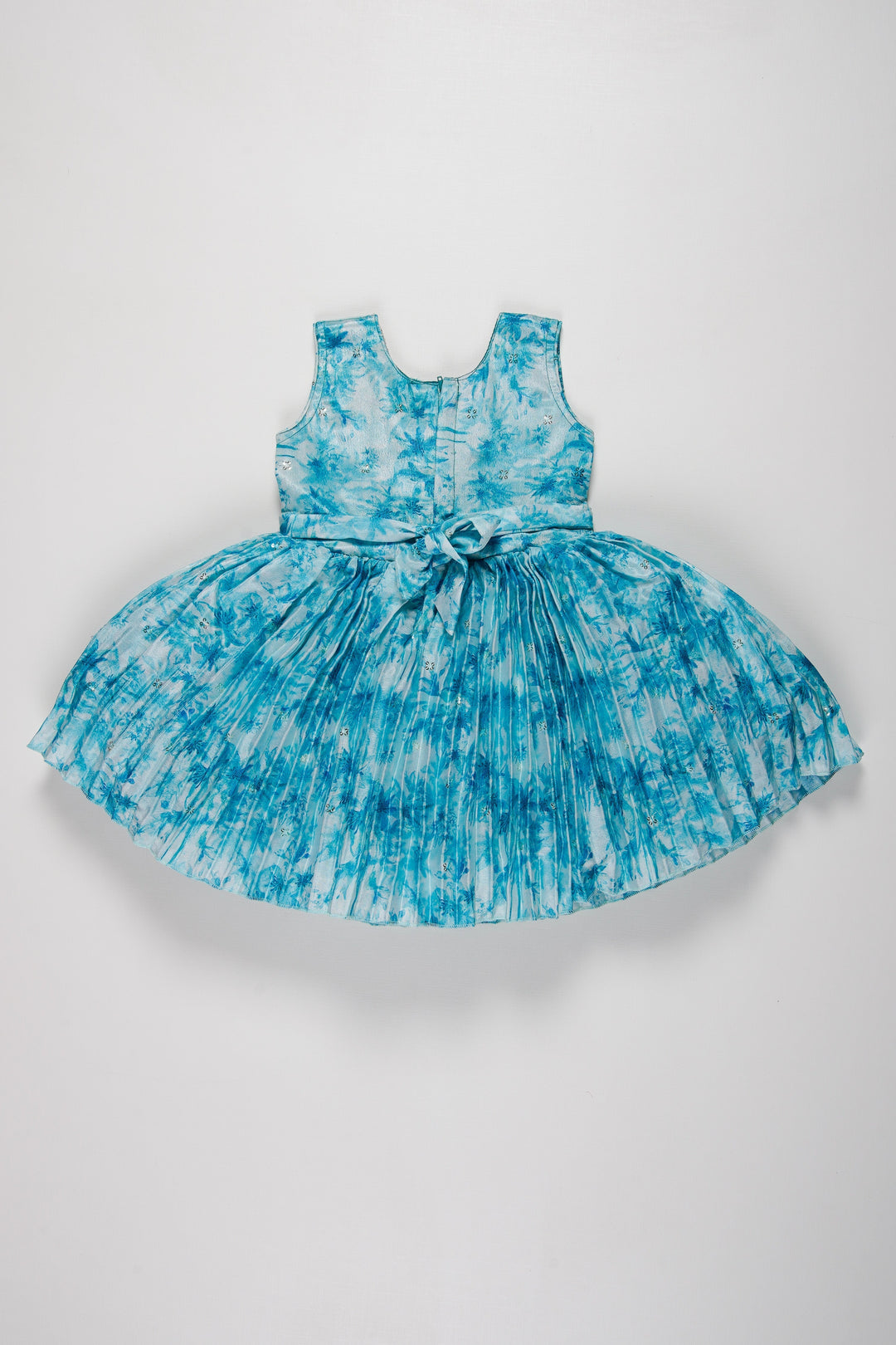 The Nesavu Silk Party Frock Girls Silk Frock with Tropical Print and Elegant Bow Detail Nesavu Trendy Girls Silk Party Frock | Buy Fancy Silk Frocks for Girls Online | The Nesavu