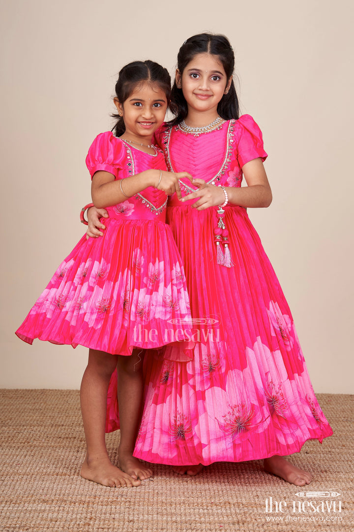 The Nesavu Girls Party Gown Girls Silk Gown for Birthday Party and Evening Events Nesavu Nesavu girls silk gown birthday party festive events stone embellishments