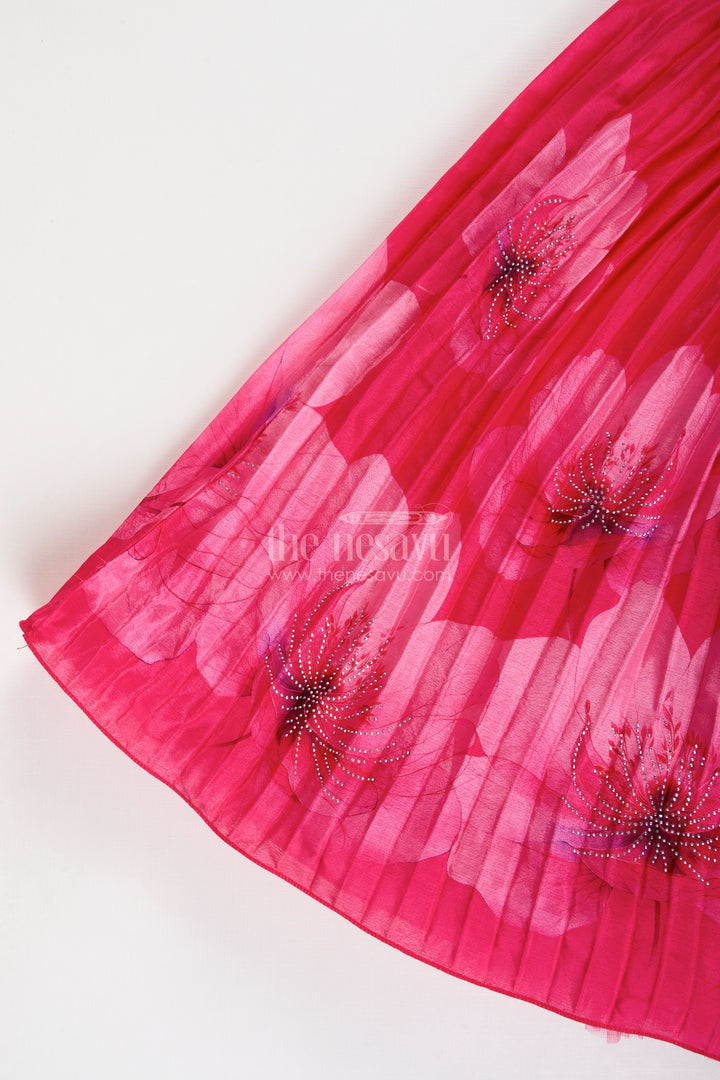 The Nesavu Girls Party Gown Girls Silk Gown for Birthday Party and Evening Events Nesavu Nesavu girls silk gown birthday party festive events stone embellishments