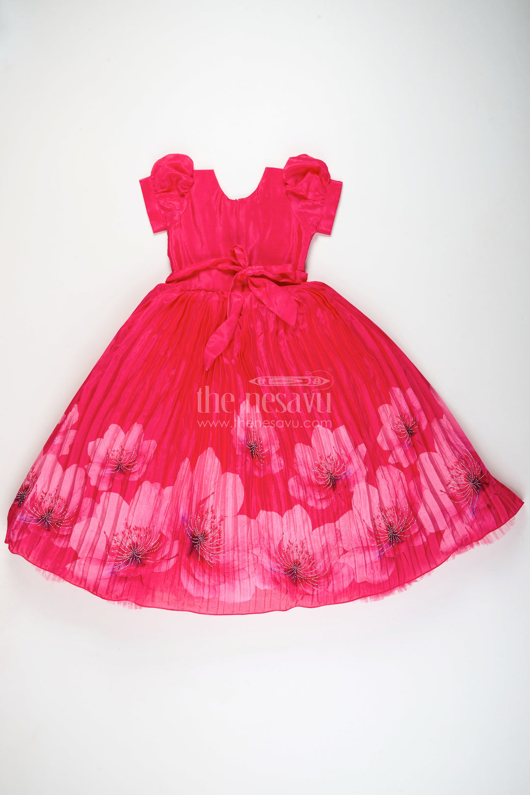 The Nesavu Girls Party Gown Girls Silk Gown for Birthday Party and Evening Events Nesavu Nesavu girls silk gown birthday party festive events stone embellishments