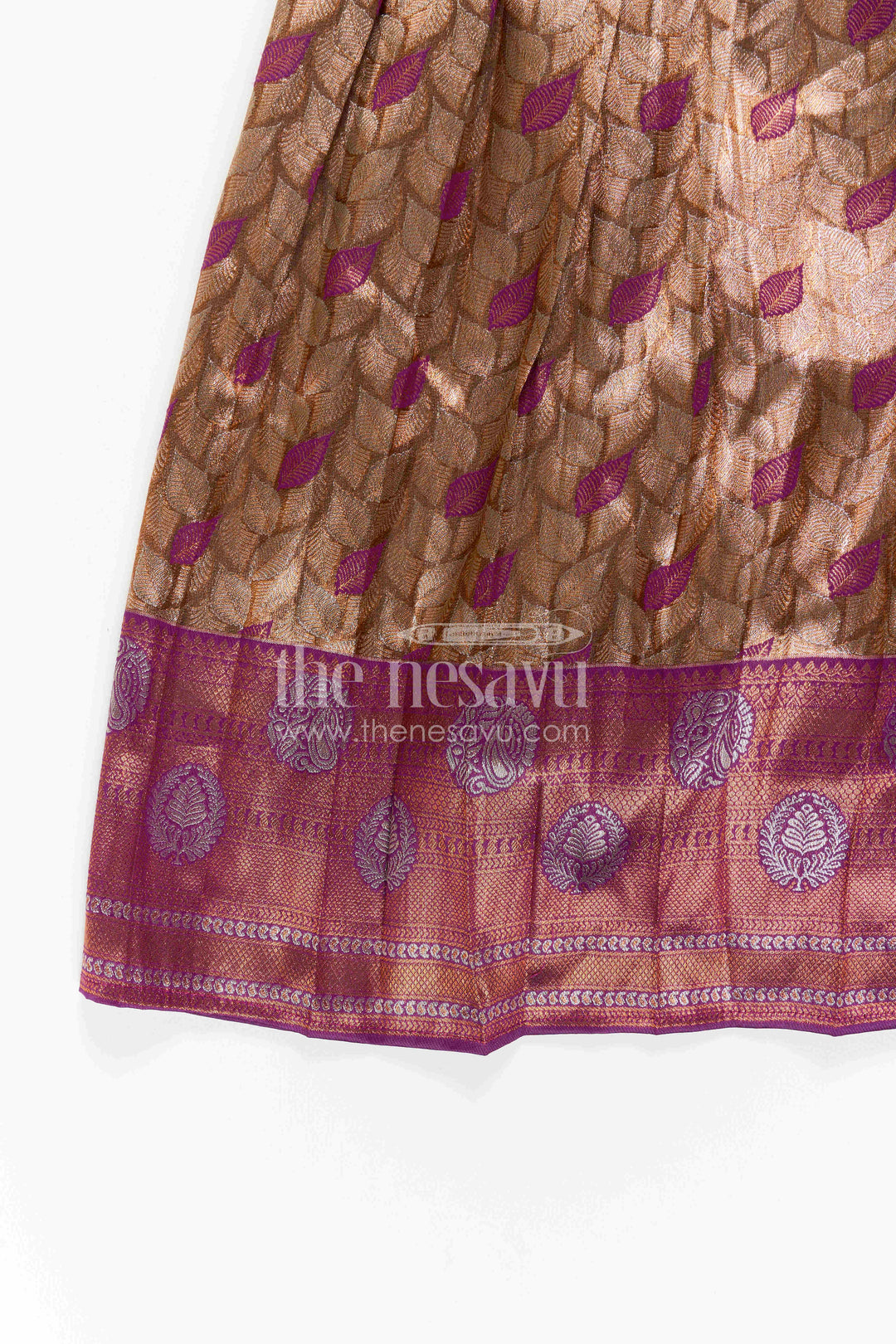The Nesavu Girls Silk Gown Girls Silk Gown for Festive Family Portraits Nesavu Nesavu Girls Silk Gown For Festive Family Portraits With Semi Banaras Fabric And Big Border