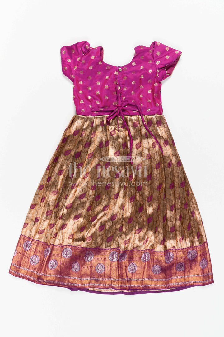 The Nesavu Girls Silk Gown Girls Silk Gown for Festive Family Portraits Nesavu Nesavu Girls Silk Gown For Festive Family Portraits With Semi Banaras Fabric And Big Border