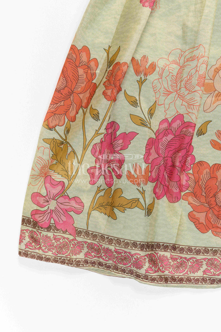 The Nesavu Girls Silk Gown Girls Silk Gown for Festive Garden Parties Nesavu Nesavu Girls Silk Gown For Festive Garden Parties With Semi Banaras Art Silk And Digital Print