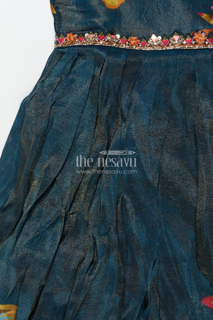The Nesavu Girls Silk Gown Girls Silk Gown for Weddings and Festive Family Events Nesavu Nesavu girls silk gown in digital printed viscose silk for weddings and traditional occasions