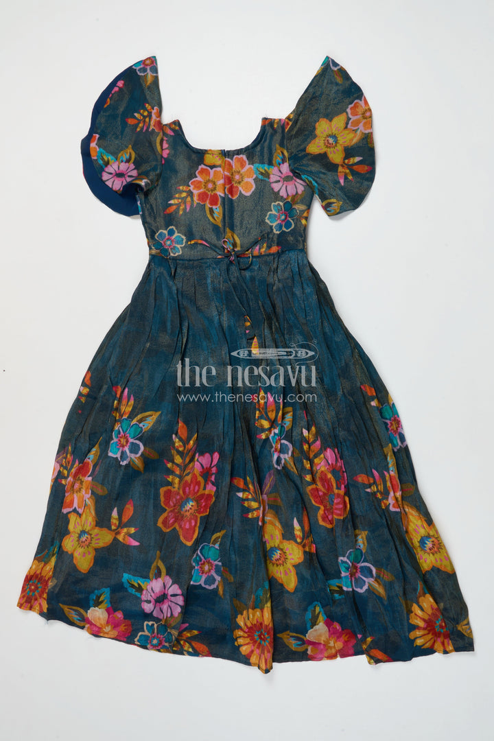 The Nesavu Girls Silk Gown Girls Silk Gown for Weddings and Festive Family Events Nesavu Nesavu girls silk gown in digital printed viscose silk for weddings and traditional occasions