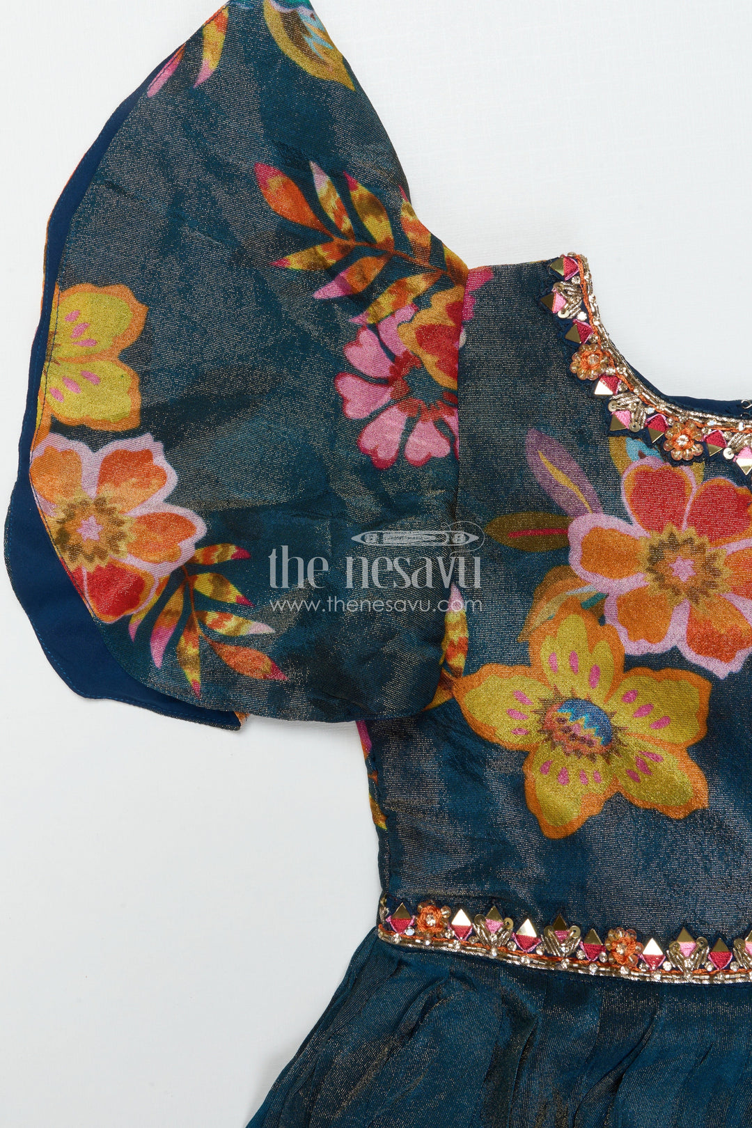 The Nesavu Girls Silk Gown Girls Silk Gown for Weddings and Festive Family Events Nesavu Nesavu girls silk gown in digital printed viscose silk for weddings and traditional occasions