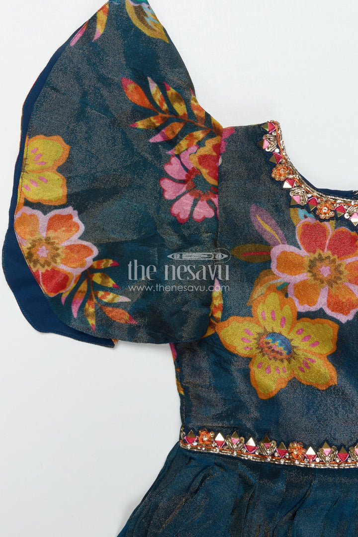 The Nesavu Girls Silk Gown Girls Silk Gown for Weddings and Festive Family Events Nesavu Nesavu girls silk gown in digital printed viscose silk for weddings and traditional occasions