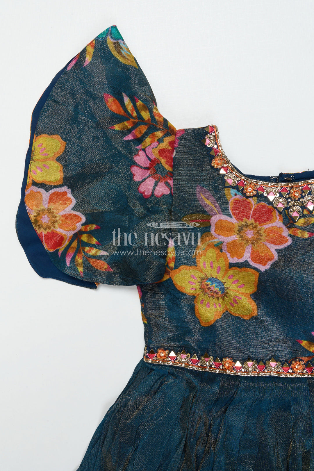 The Nesavu Girls Silk Gown Girls Silk Gown for Weddings and Festive Family Events Nesavu Nesavu girls silk gown in digital printed viscose silk for weddings and traditional occasions