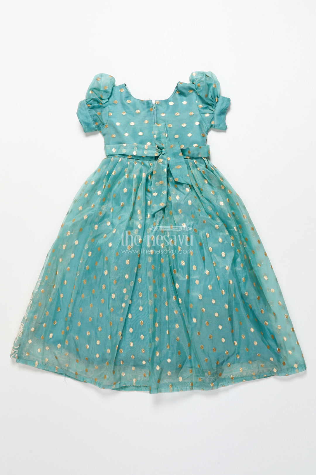 The Nesavu Girls Silk Gown Girls Silk Gown for Weddings and Festive Occasions Nesavu Nesavu girls kora silk gown thread embroidery  perfect weddings festive occasions