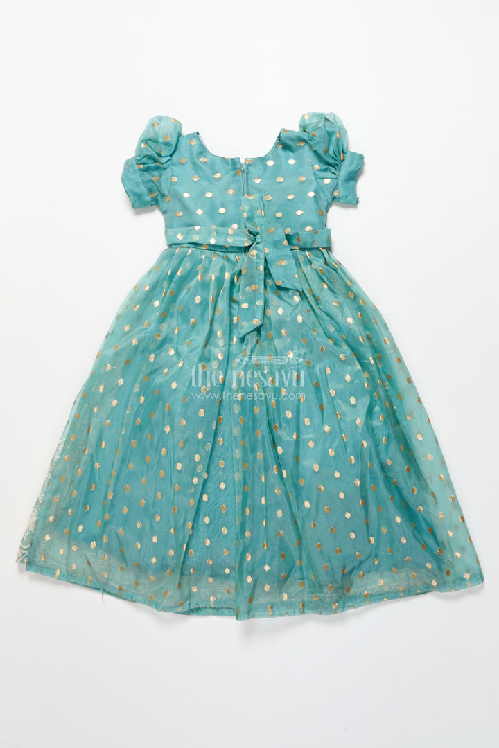 The Nesavu Girls Silk Gown Girls Silk Gown for Weddings and Festive Occasions Nesavu Nesavu girls kora silk gown thread embroidery  perfect weddings festive occasions