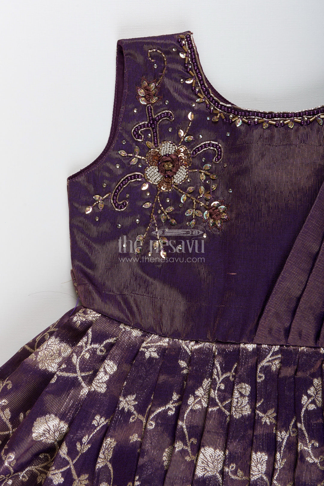 The Nesavu Girls Silk Gown Girls silk gown for weddings and traditional family celebrations Nesavu Nesavu girls silk gown zari border weddings festive events traditional celebrations