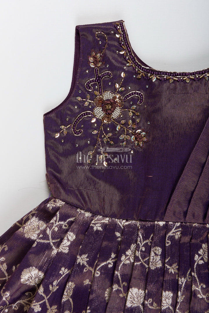 The Nesavu Girls Silk Gown Girls silk gown for weddings and traditional family celebrations Nesavu Nesavu girls silk gown zari border weddings festive events traditional celebrations