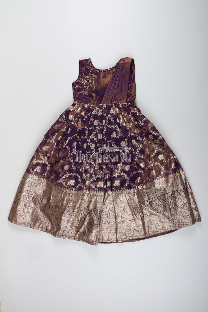 The Nesavu Girls Silk Gown Girls silk gown for weddings and traditional family celebrations Nesavu Nesavu girls silk gown zari border weddings festive events traditional celebrations