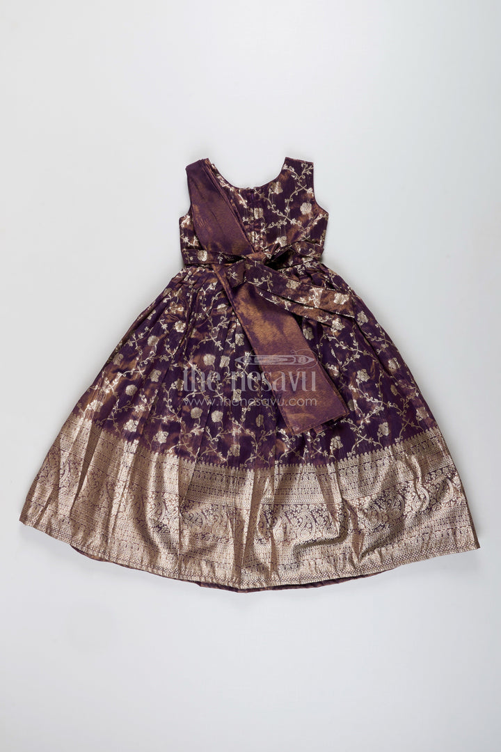 The Nesavu Girls Silk Gown Girls silk gown for weddings and traditional family celebrations Nesavu Nesavu girls silk gown zari border weddings festive events traditional celebrations