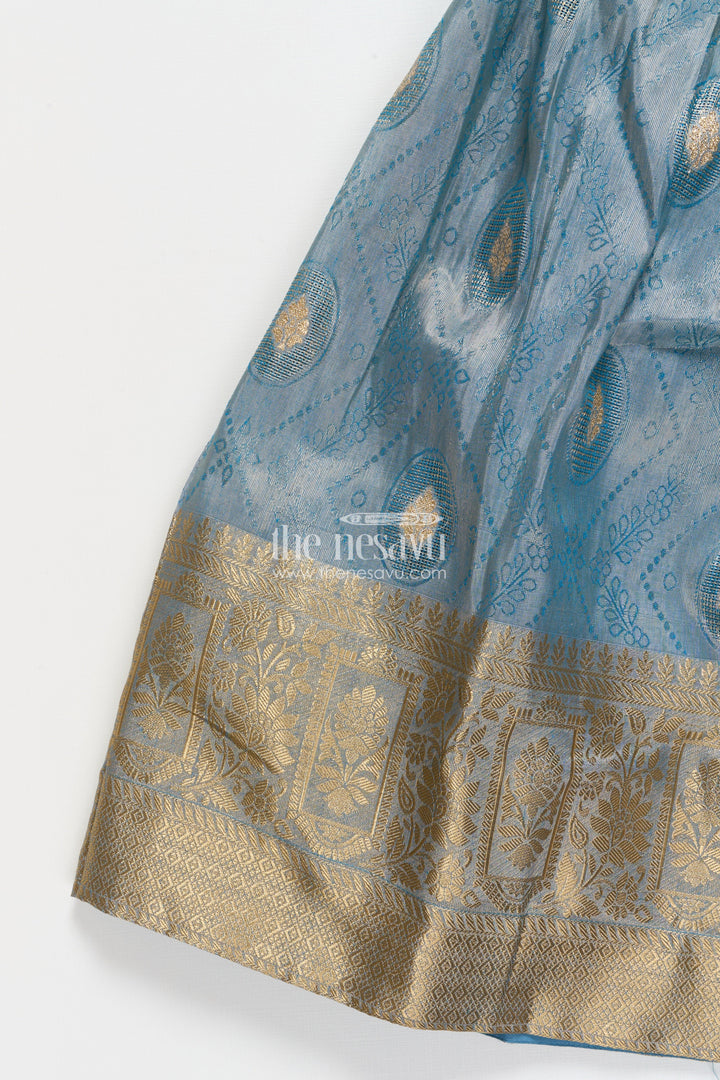 The Nesavu Girls Silk Gown Girls Silk Gown for Weddings and Traditional Family Functions Nesavu Nesavu girls silk gown traditional zari border weddings cultural celebrations