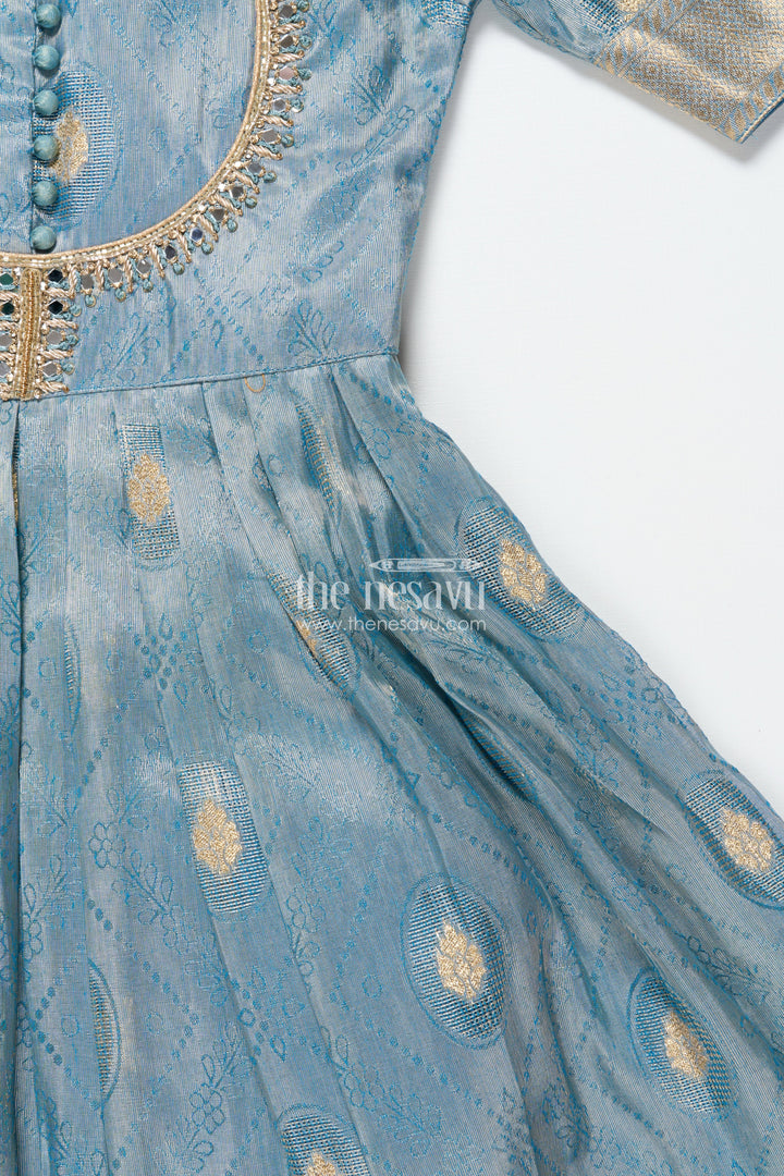 The Nesavu Girls Silk Gown Girls Silk Gown for Weddings and Traditional Family Functions Nesavu Nesavu girls silk gown traditional zari border weddings cultural celebrations