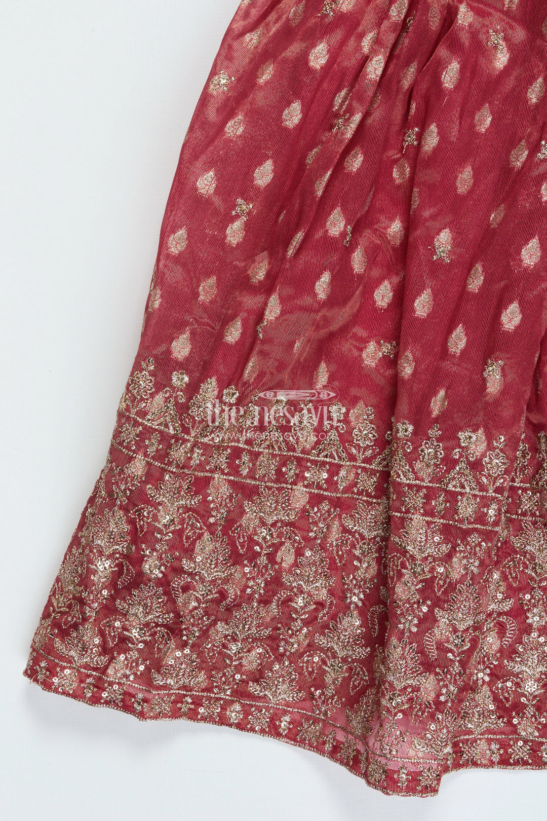 The Nesavu Girls Silk Gown Girls Silk Gown with Banarasi Jacquard Design for Weddings and Special Occasions Nesavu Nesavu girls silk gown Banarasi jacquard weave zari border perfect weddings festive days