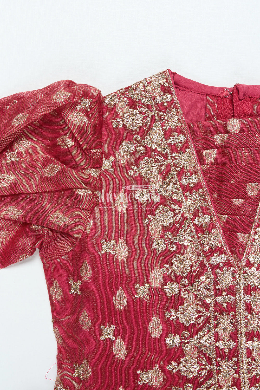The Nesavu Girls Silk Gown Girls Silk Gown with Banarasi Jacquard Design for Weddings and Special Occasions Nesavu Nesavu girls silk gown Banarasi jacquard weave zari border perfect weddings festive days